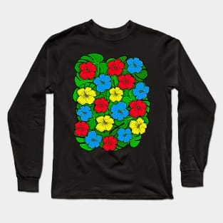 Hibiscus & Monstera Design Long Sleeve T-Shirt